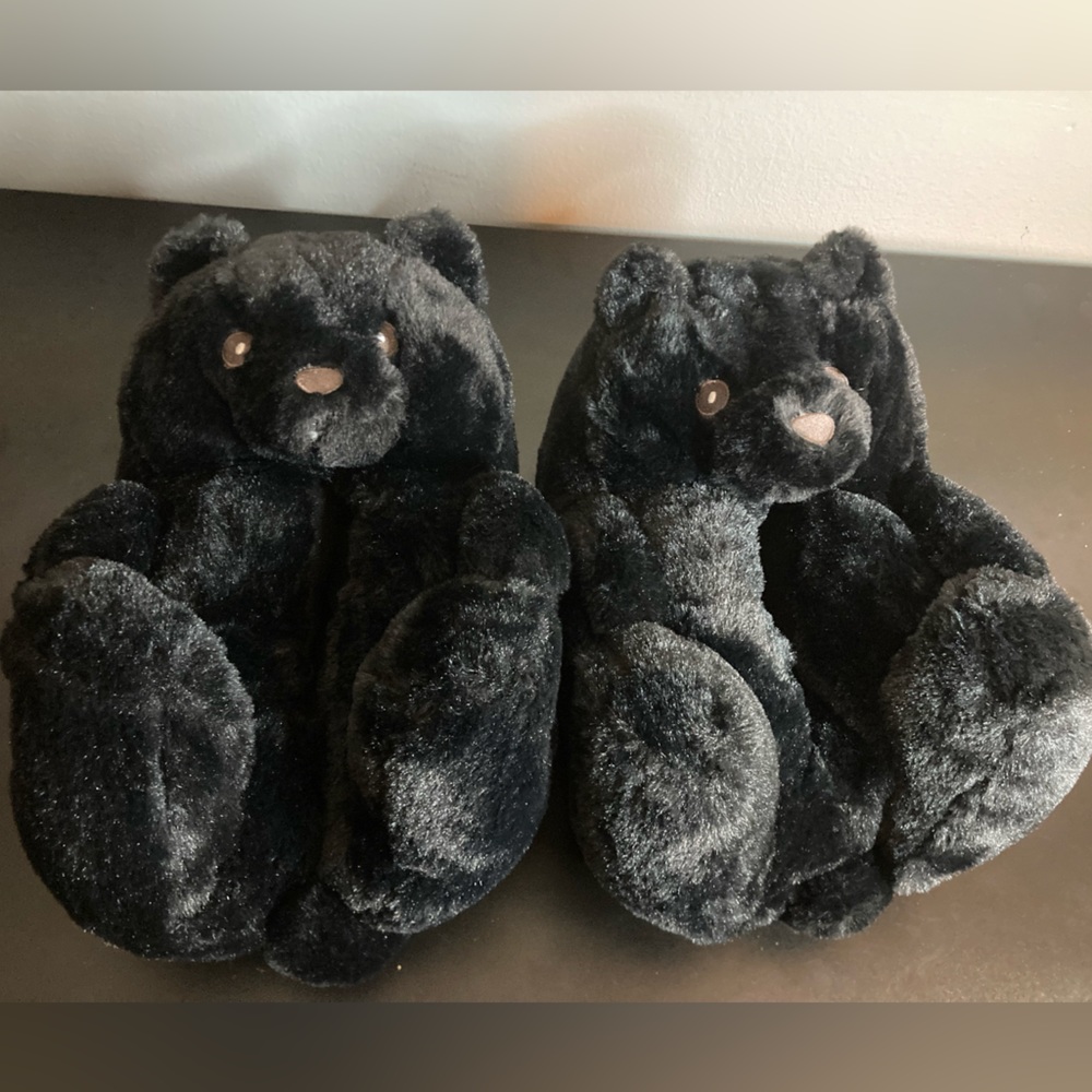 Black Teddy Bear Slippers